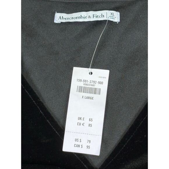 NWT Abercrombie & Fitch Velvet Bodycon Cutout Long Sleeve Dress Women's XL Black - Picture 5 of 6